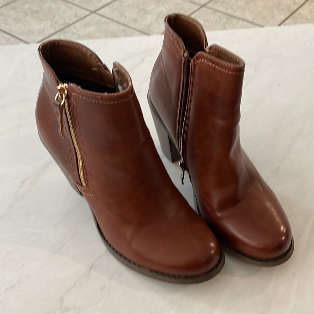 Brown heeled booties